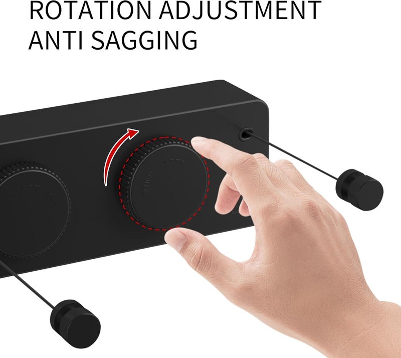 JOOM Retractable Clothesline Indoor Outdoor Clothes Line - Heavy Duty Clothes Drying Laundry Line - Wall Mounted Drying Rack - Air Dry Clothing Lock to Prevent Sagging (Two line,Black) - Image 2